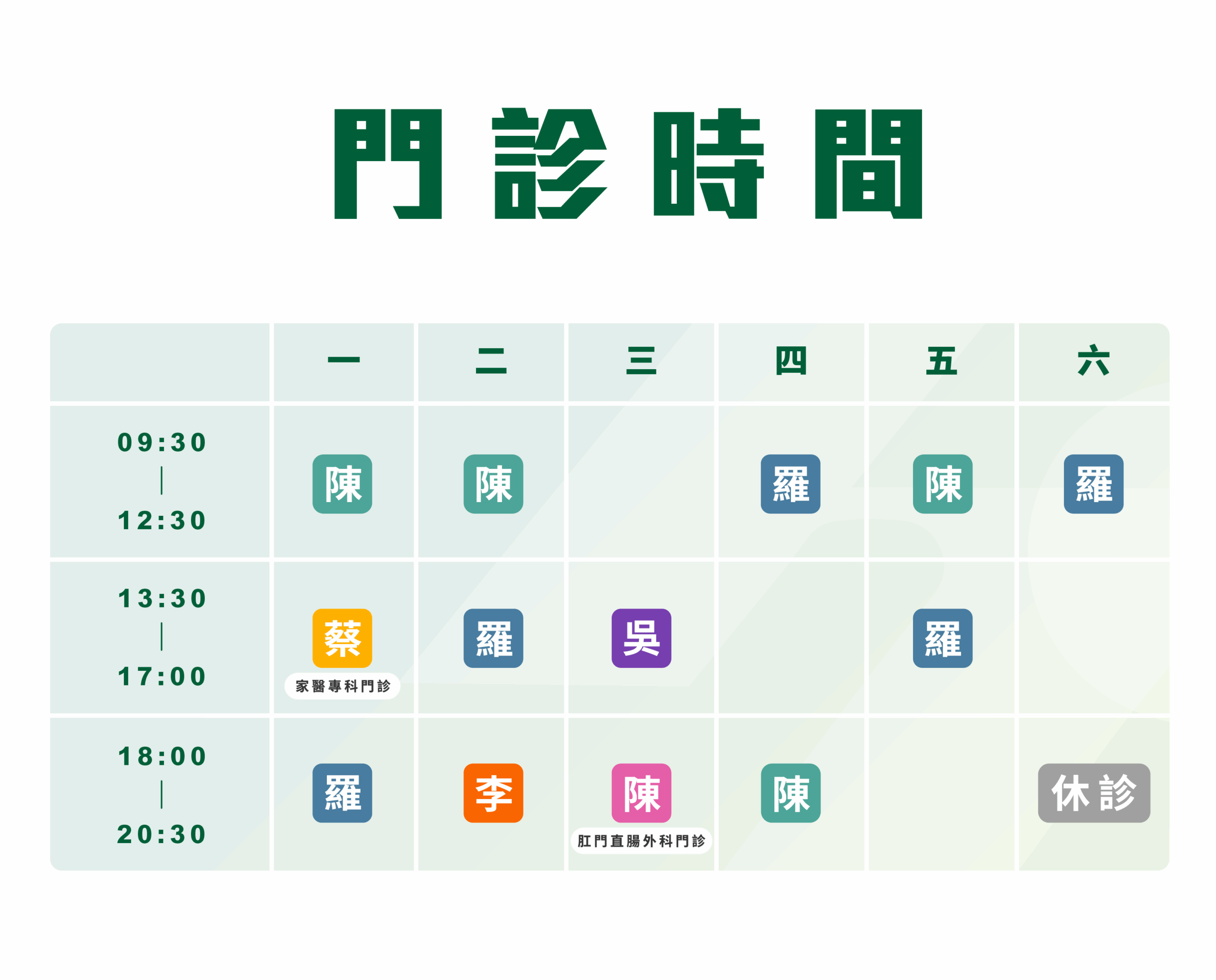 門診時間表
